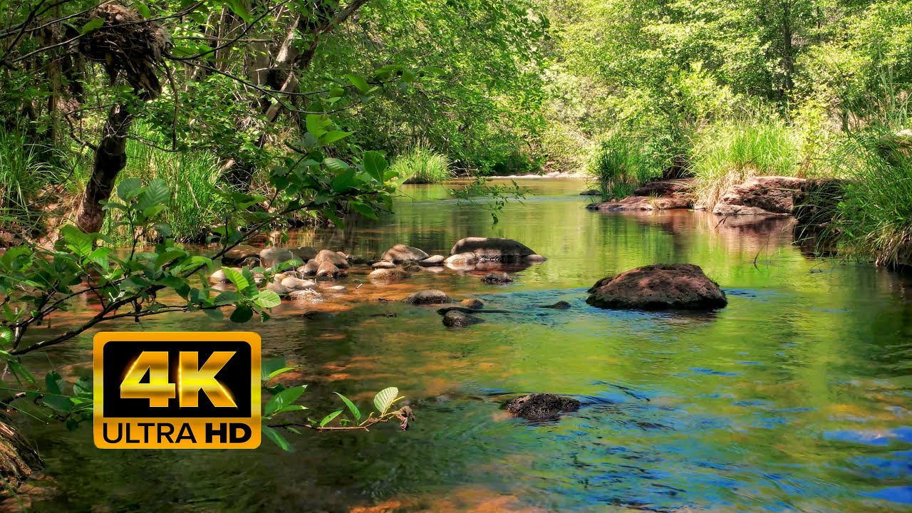 4K 3 hrs Sounds of Nature, Oak Creek, Sedona, AZ.  Birds, Riversounds - relax, sleep,