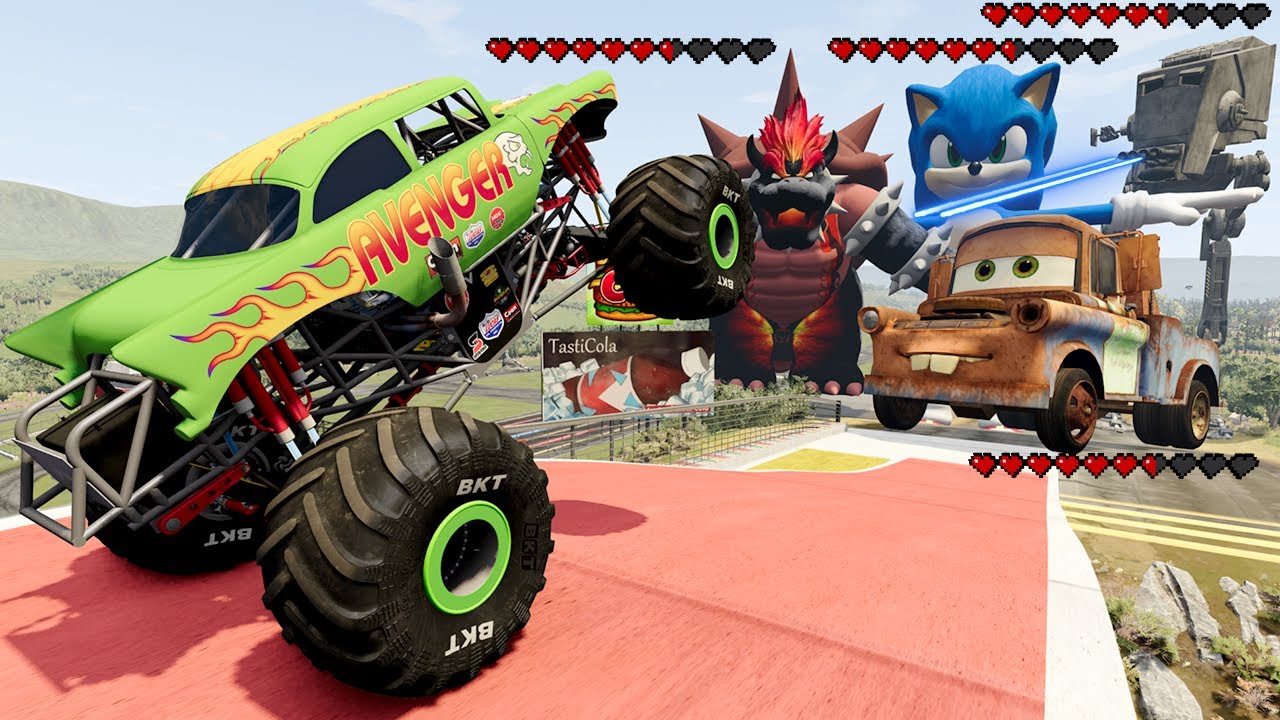 Monster Truck Madness LIVE  #5 | Long Jumps and Crashes | BeamNG Drive - Griff's Garage