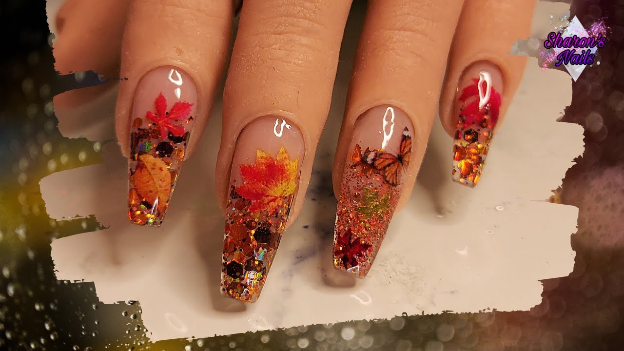Autumn Gel Nails with Glitter and Foils (Beginner Friendly!)