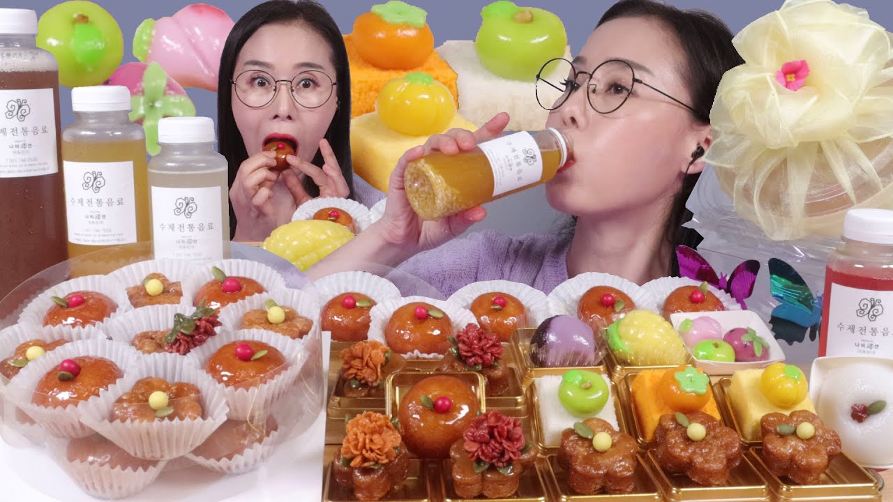 SUB)MUKBANG개성주악,전통약과,꽃송편,전통음료 먹방Gaeseong Juak,Traditional Yakgwa, Flower Songpyeon,Traditional Drink