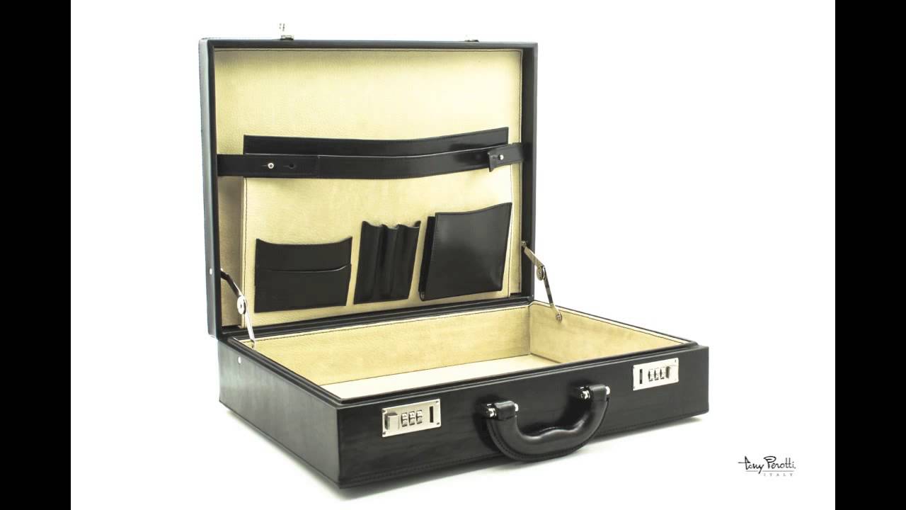 Amalfi Grande Leather Attache Case in Color Black item number PI010204BK