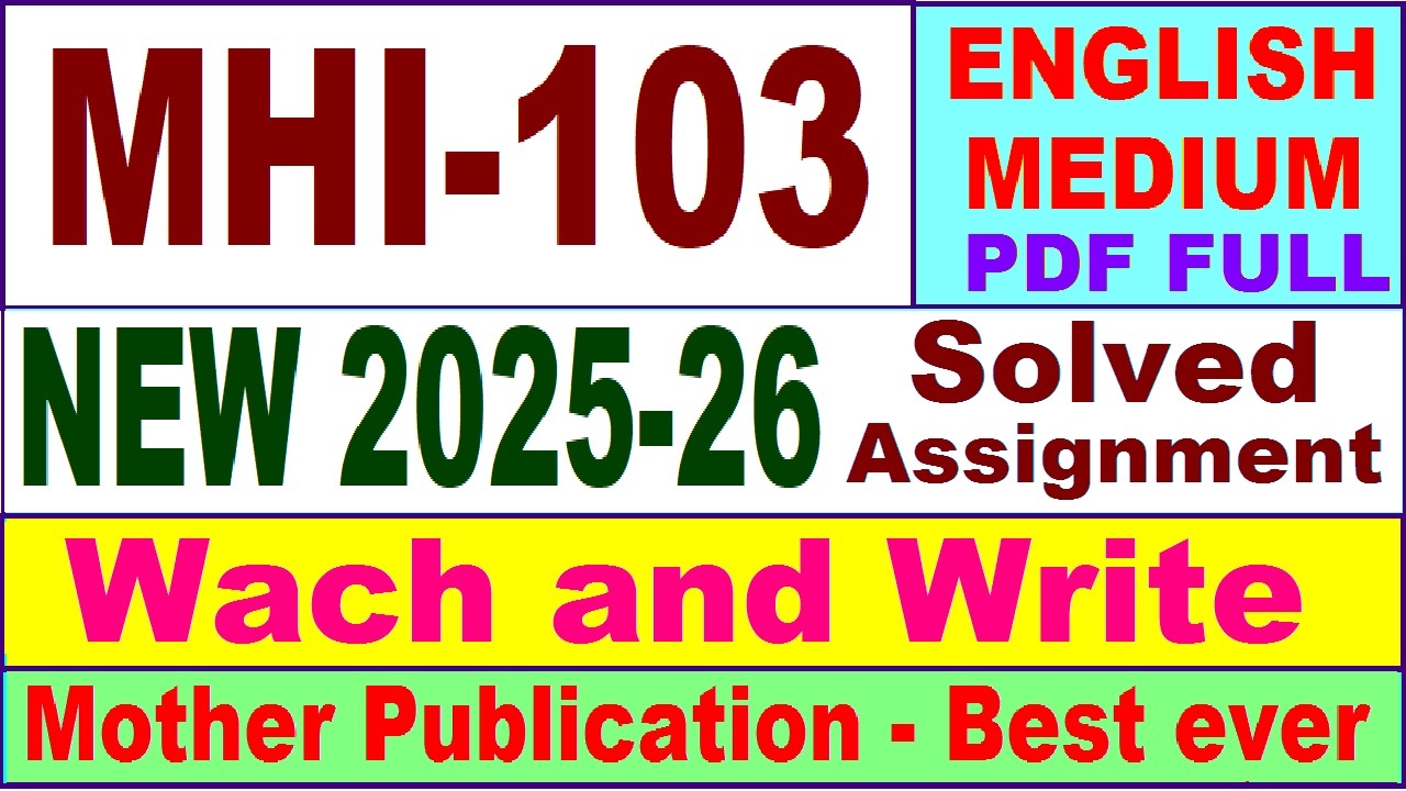 MHI 103 solved assignment 2025-26 in English || mhi 103 solved assignment 2026 || ignou mhi103