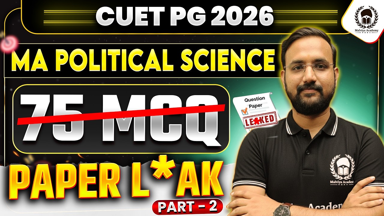 CUET PG 2026 MA Political Science PAPER L*AK🔥75 MCQ Part-2 | Prashant Sir