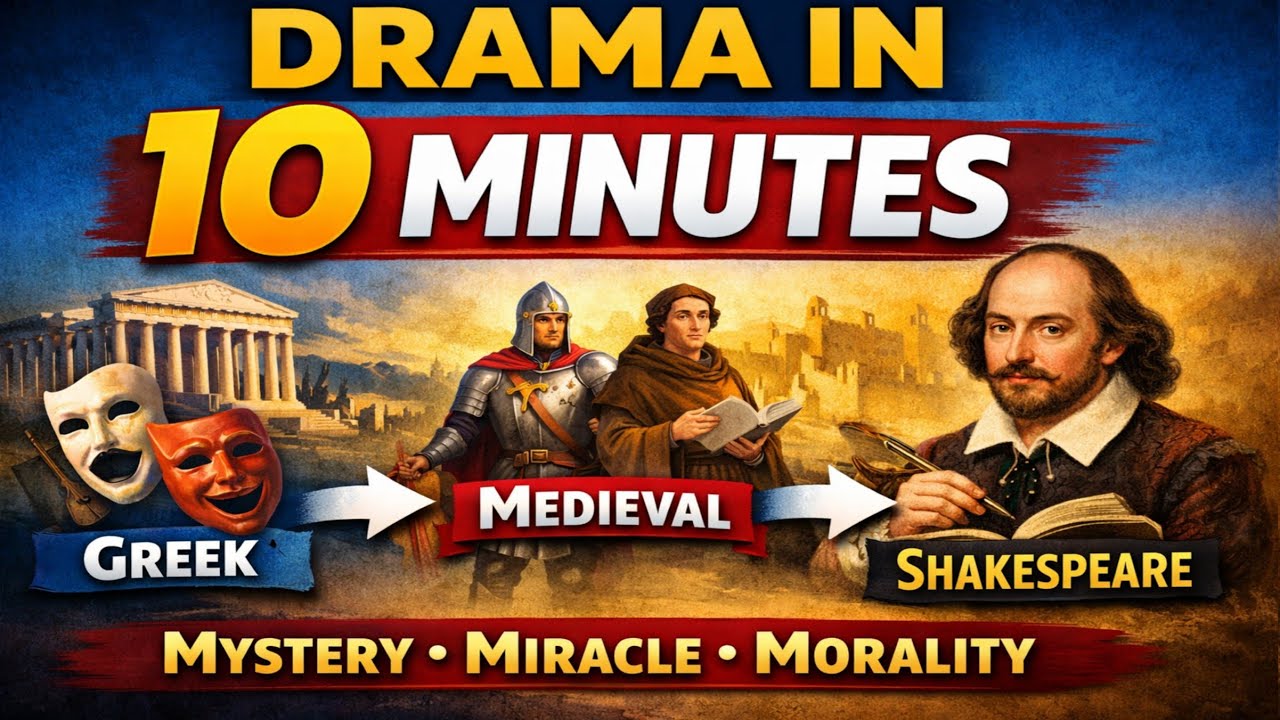 UGC NET English Drama in 10 Minutes | Origin of Drama + Mystery Miracle Morality Plays