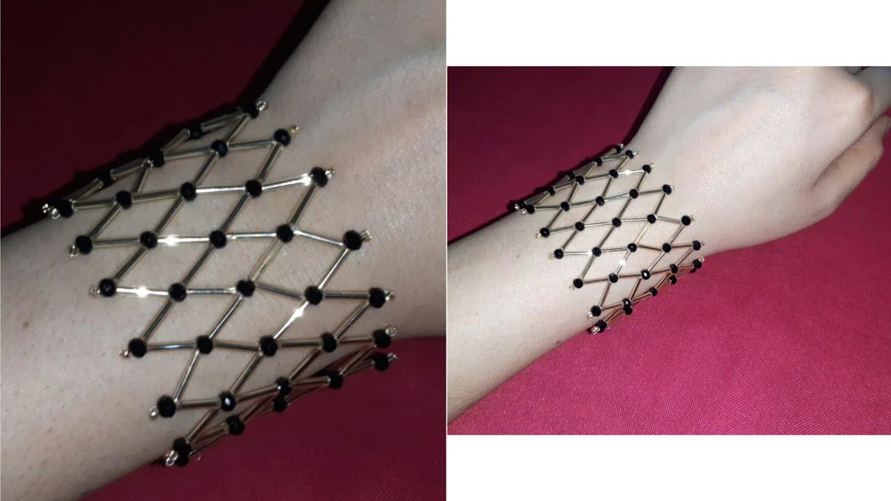 How to make easy beaded jewelry. bugle bracelet تعليم صنع اكسسوارات سهلة.طريقة عمل اسوارة بالخرز