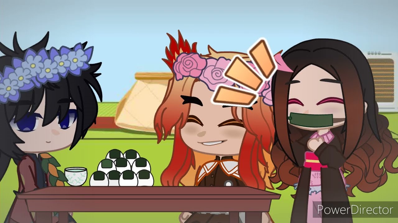 Nezuko gives flower crowns to the hashira