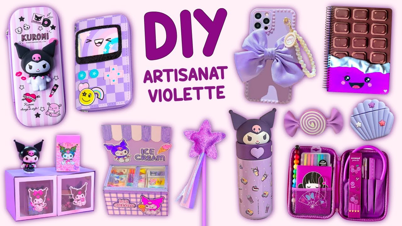 8 BRICOLAGES ARTISANAT VIOLETTE - BRICOLAGES KUROMI - FOURNITURES SCOLAIRES ET PLUS ENCORE...