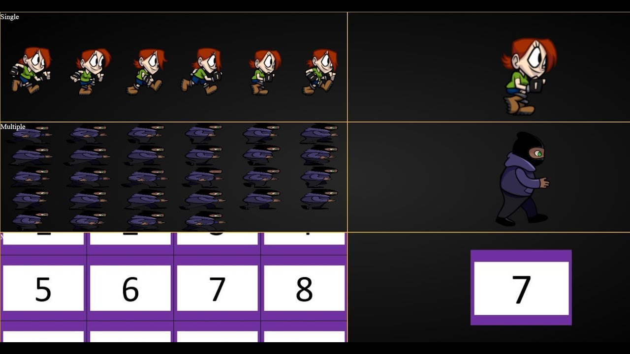 Single / Multi Row Sprite Sheet Character Animation - HTML | CSS