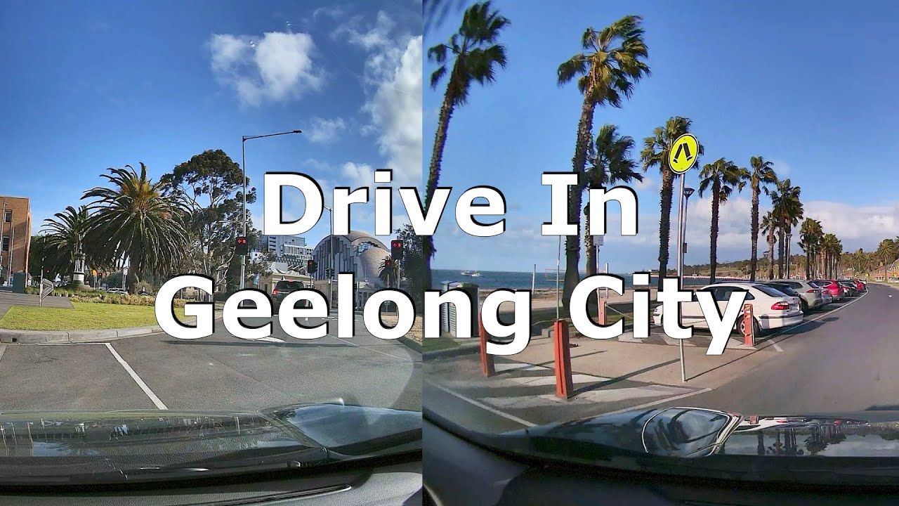 Drive Through Geelong City - Waterfront shopping centre market Victoria Australia