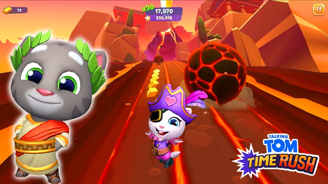 Talking Tom Gold Run 2 New Update - Prehictoric Tom vs Pirate Angela vs Raccoon!