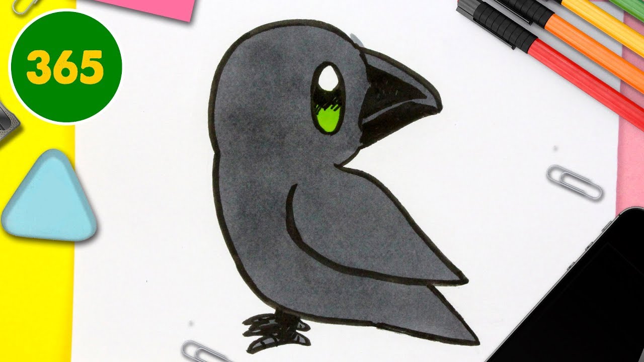 COMMENT DESSINER CORBEAU KAWAII ÉTAPE PAR ÉTAPE – Dessins kawaii facile