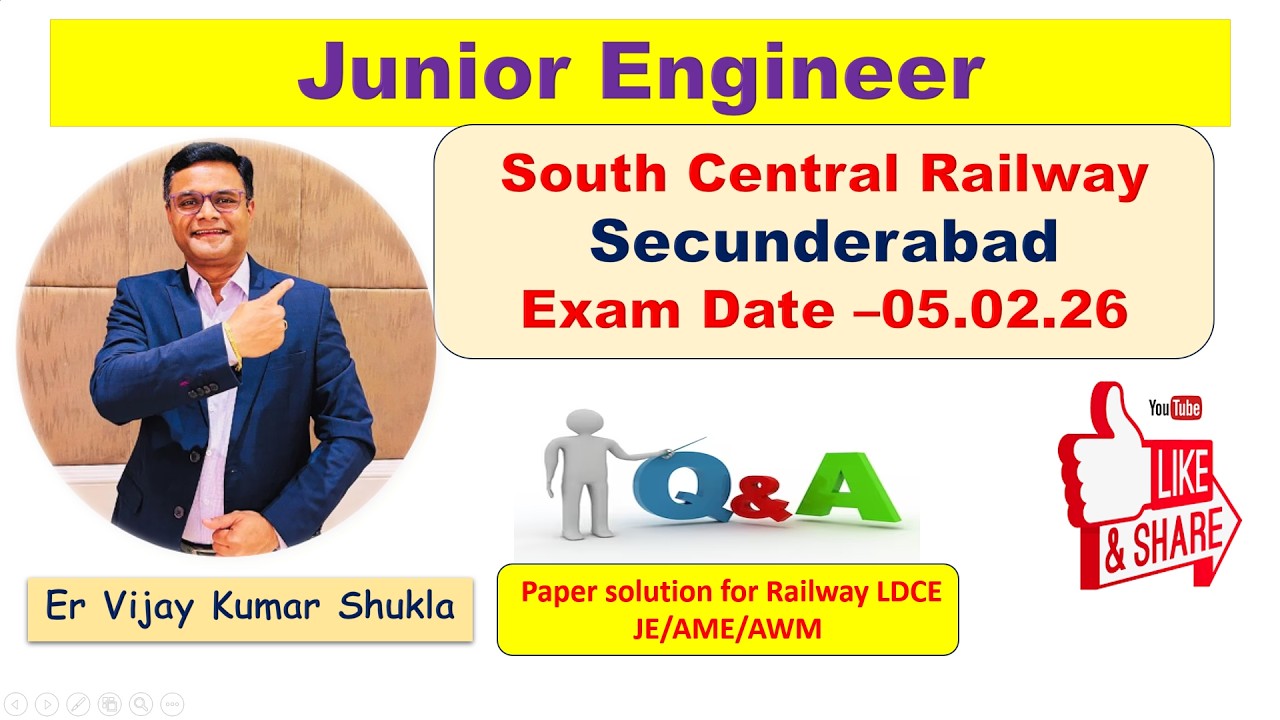 Junior Engineer Secunderabad /SCR ,Paper Solution Exam 05.02.26, जेई (सी एंड डबल्यू) सिकन्दराबाद