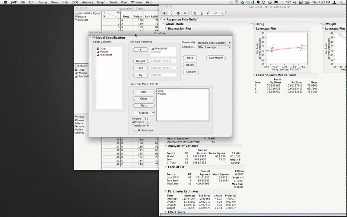 JMP - Analysis of Covariance Tutorial
