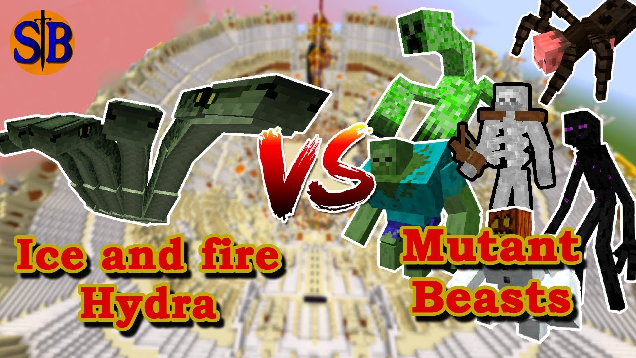 Hydra (Ice and Fire:Dragon) vs Mutant Beasts Monsters | Minecraft Mob Battle