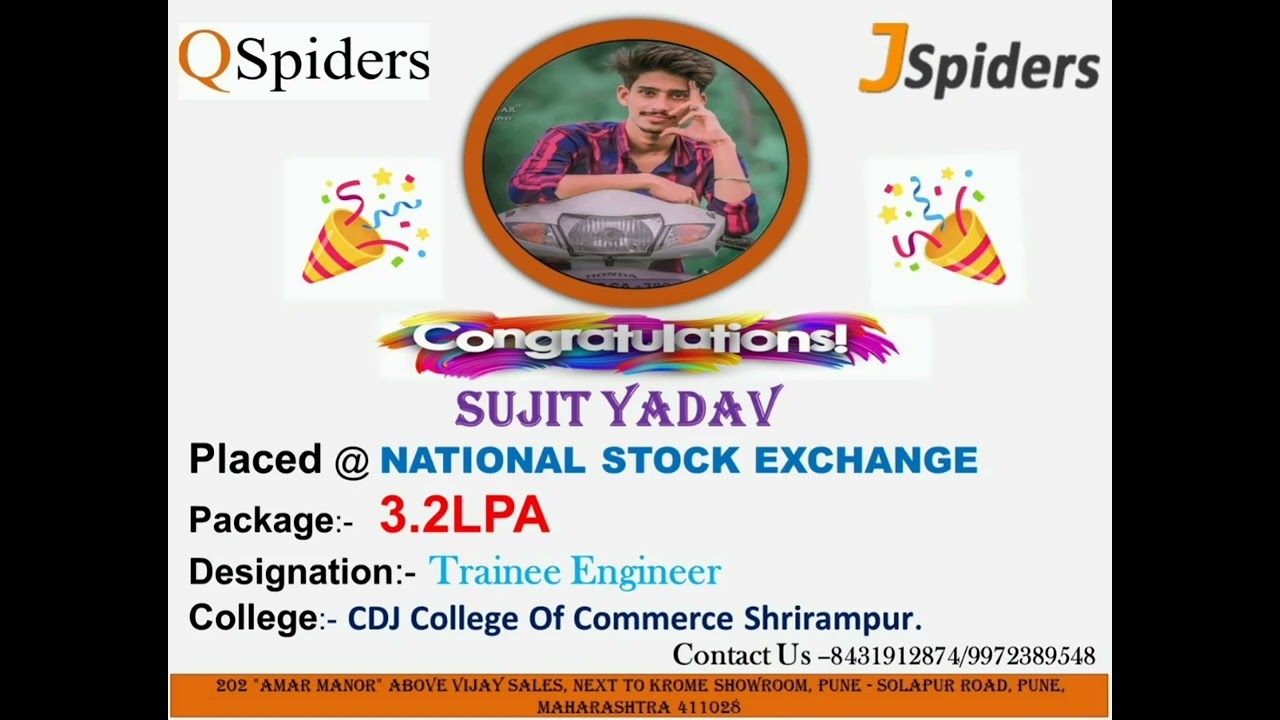 Successfully Placed as Software Engineer, Congratulations Sujit Yadav