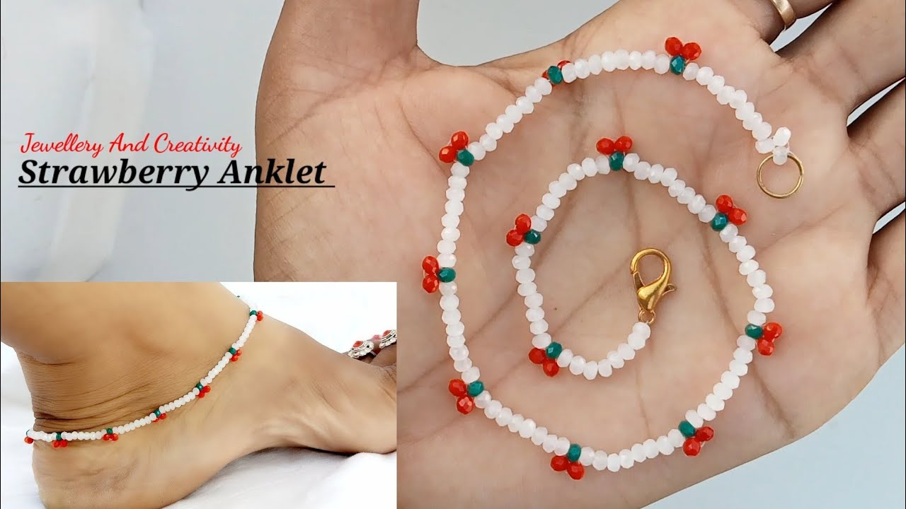 How To Make Leg Chain With Beads || Anklet Designs Simple Making || Jewelry Making At Home