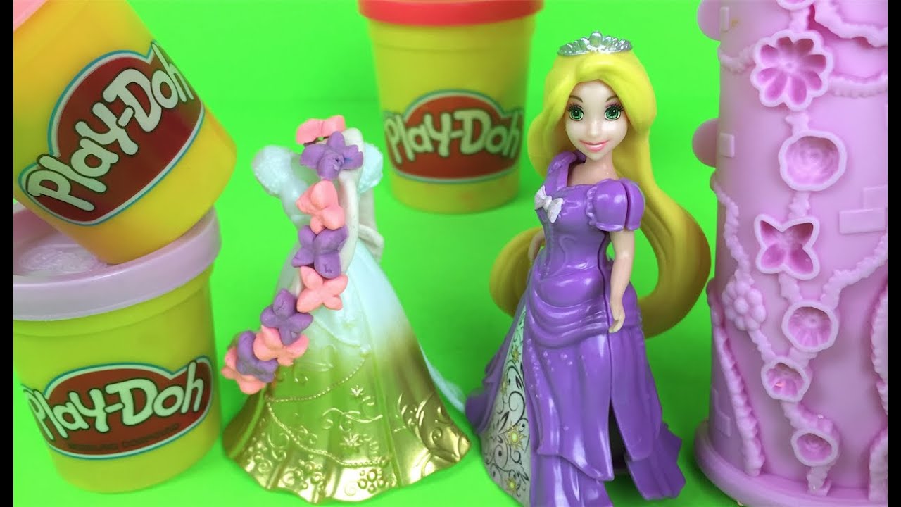 Disney Magic clip Rapunzel Princess Dress Up Play Doh Princess Play with Garden Tower