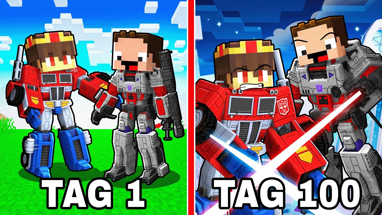 Semlaki und Billy: 100 TAGE TRANSFORMERS  EVOLUTION BATTLE in Minecraft!