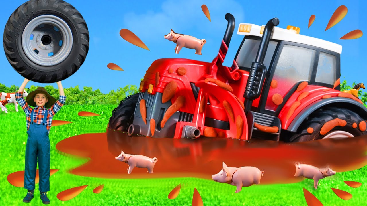 Un tracteur dans une ferme pour les enfants