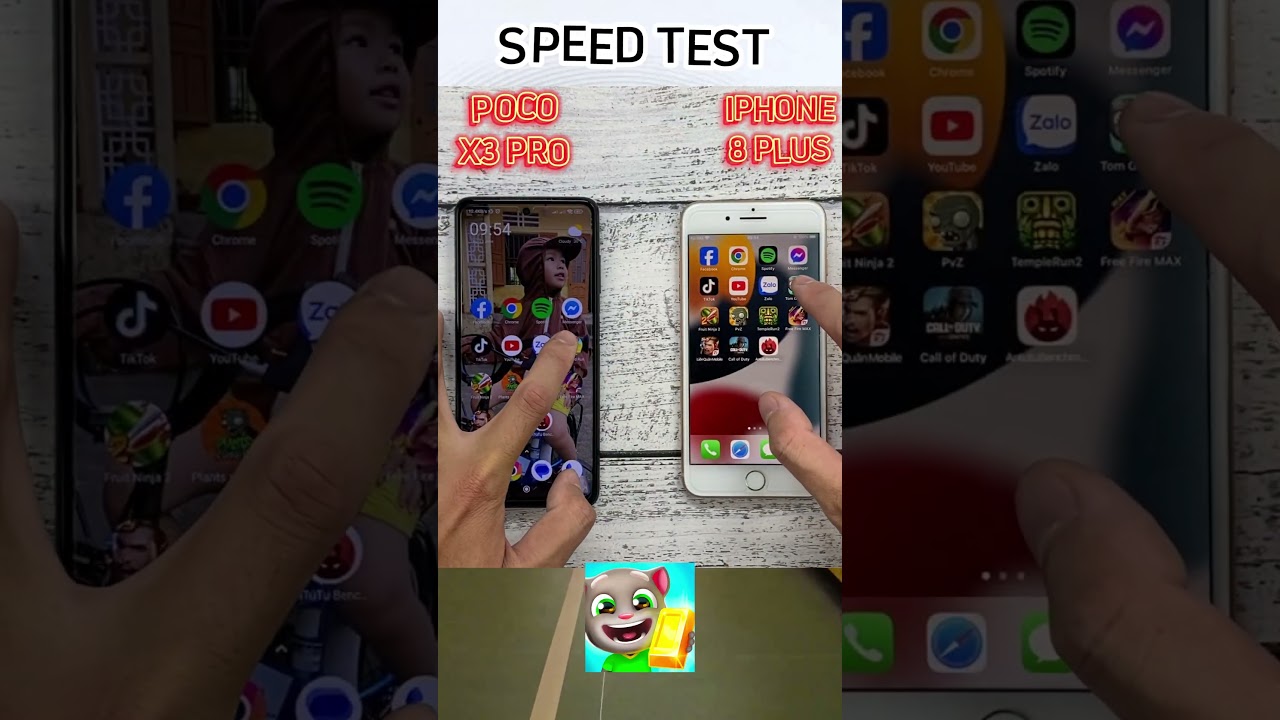 Iphone 8 Plus vs Android Poco X3 Pro Game Talking  Tom Gold Run Speed Test, in 2024! #shorts
