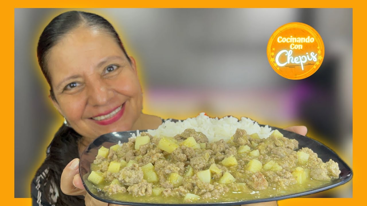 Carne molida con papas en SALSA verde