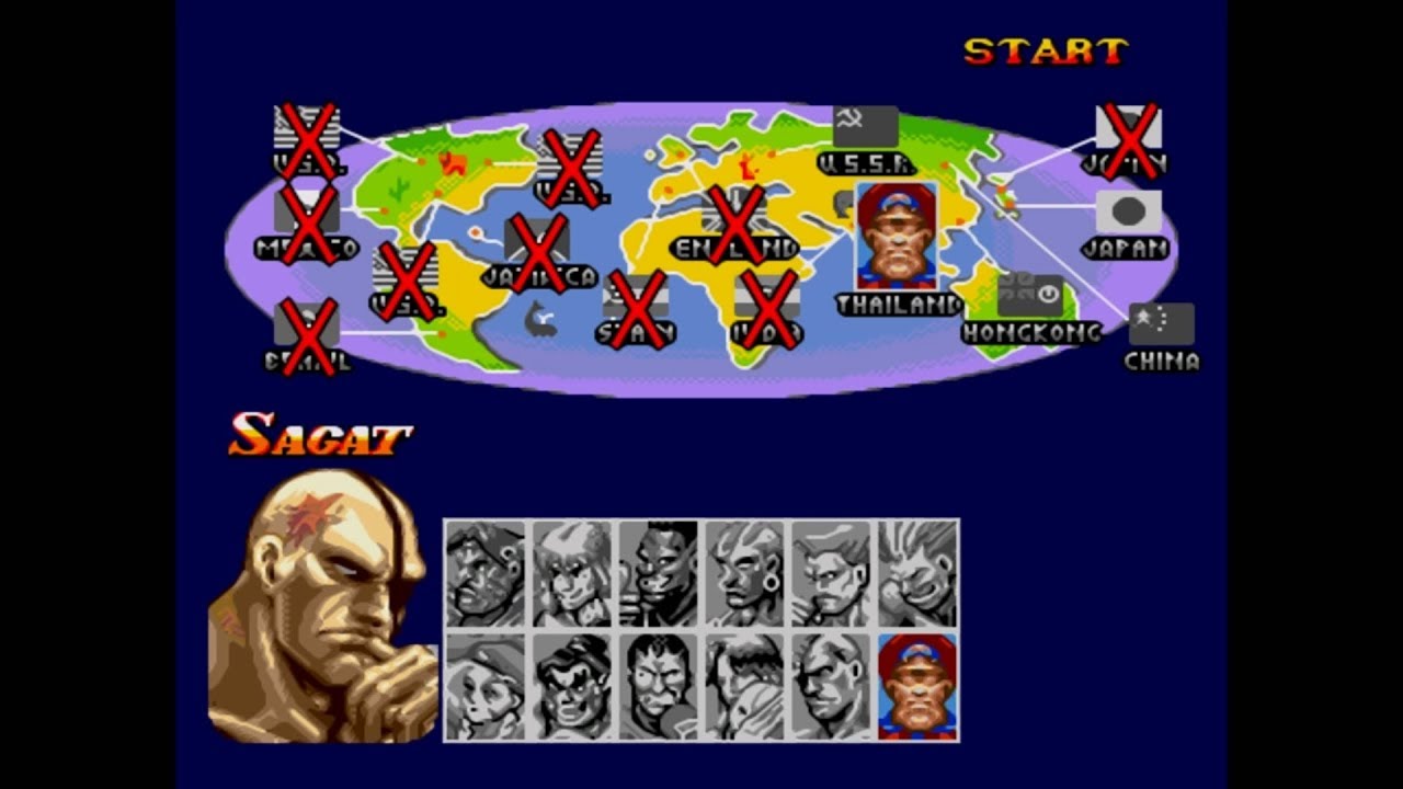 Sagat Full Playthrough + Ending 🐅 Super Street Fighter 2: The New Challengers (Sega Genesis, 1993)
