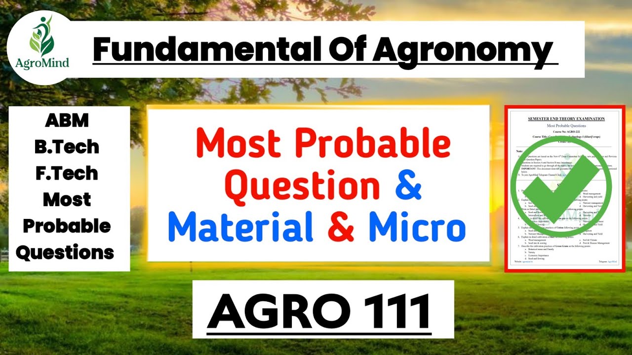 Most Probable Question Of AGRO 111 | Fundamentals Of Agronomy | @AgroMind