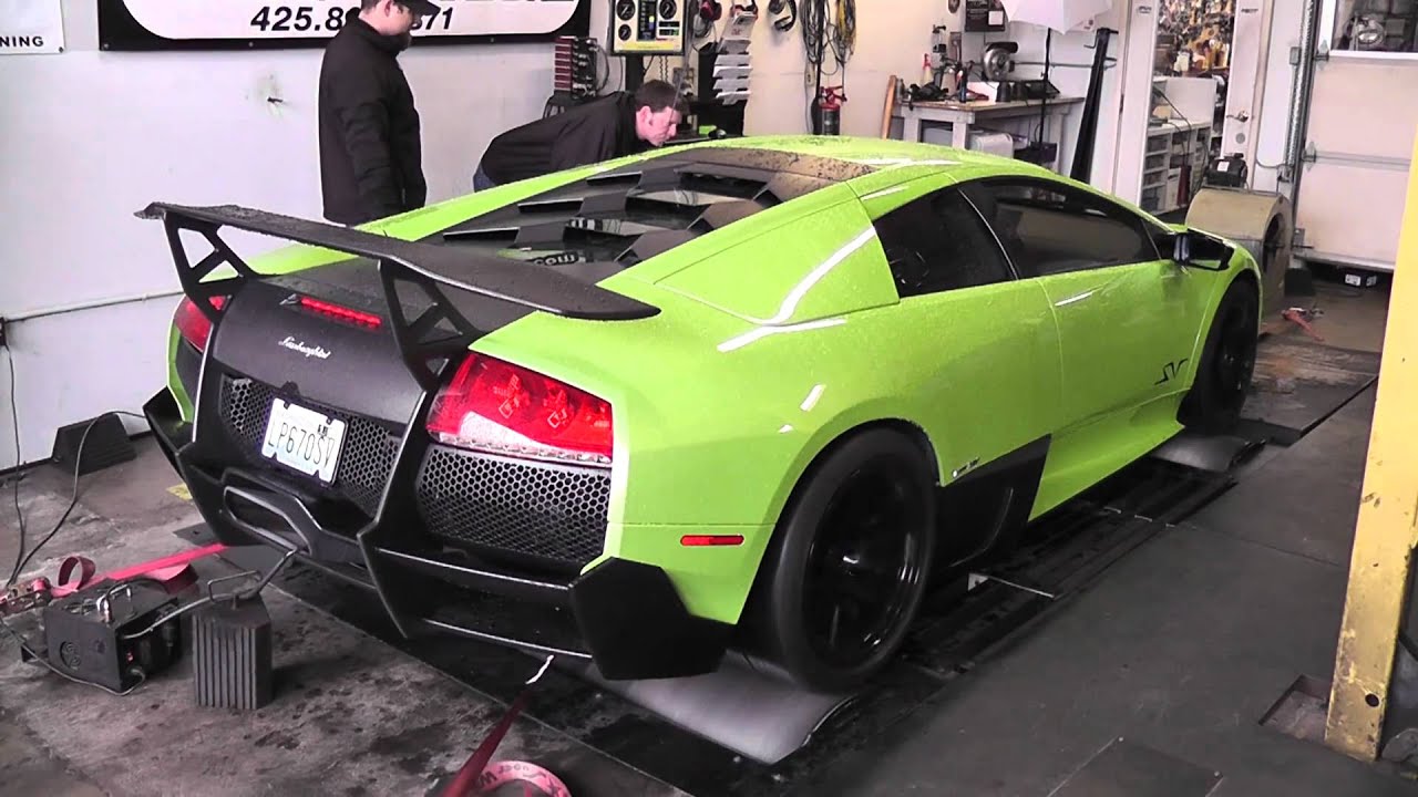 Lime Green LAMBORGHINI Murcielago LP 670-4 SV on the DYNO!!!
