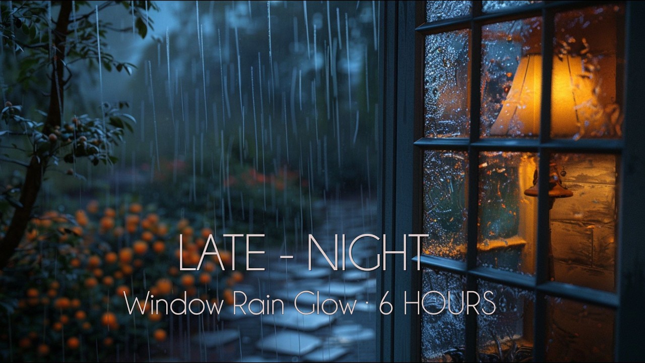 Window Rain Glow · 6 HOURS | Calm Night Ambience Black Screen