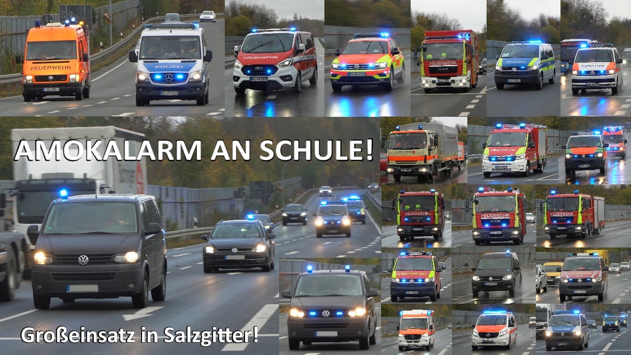 [AMOKALARM IN SALZGITTER!] Einsatzfahrten Polizei, Feuerwehr & Rettungsdienst zu Amokalarm an Schule