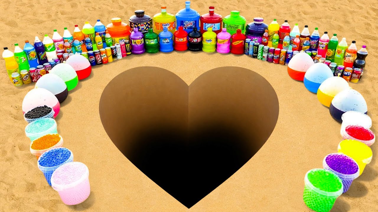 Big Toothpaste Eruption from Heart pit, Giant Fanta, 7Up, Coca Cola vs Mentos & Popular Sodas