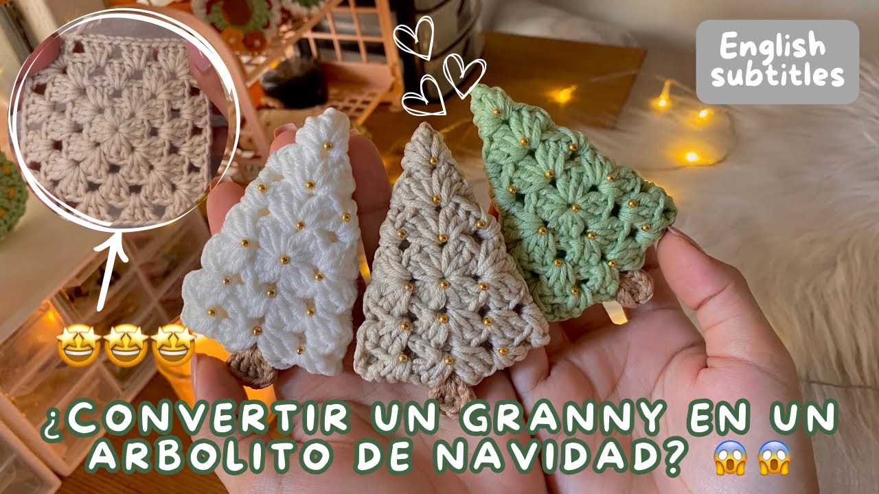 😱🤩ARBOLITOS DE NAVIDAD HECHOS CON UN GRANNY/ADORNOS NAVIDE&Ntilde;OS TEJIDOS A CROCHET-CHRISTMAS ORNAMENTS