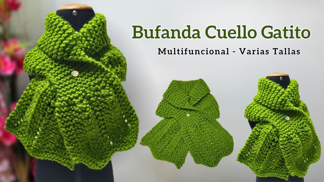 Bufanda Cuello Corbata a escala en todas las tallas a Dos Agujas – Tejidos Prácticos y Fáciles