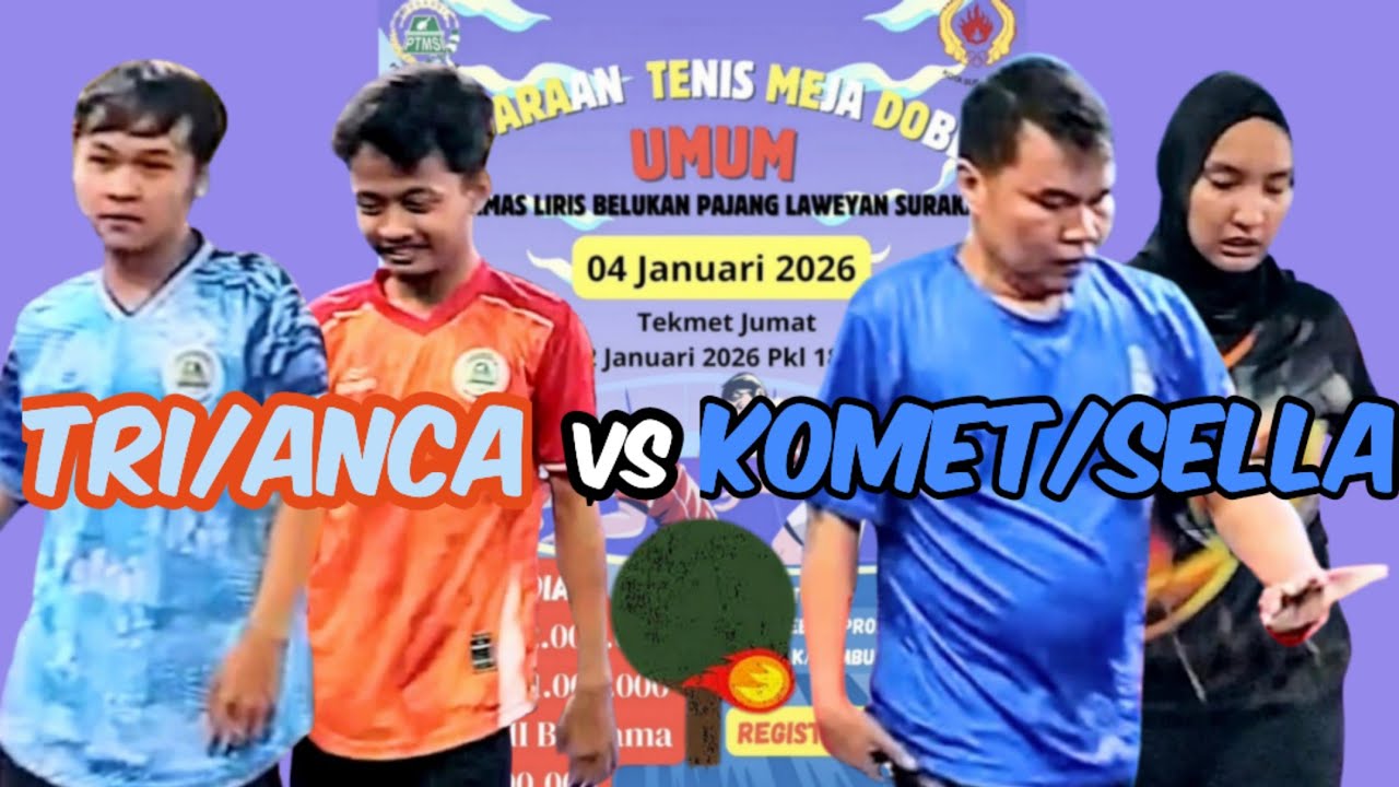 TRI/ANCA (PTMSI Ska.) vs KOMET/SELLA (NPCI) 🏓🏓 Babak Lanjutan Turnamen Dobel Bolamas
