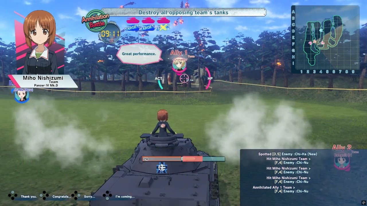Miho Panzer IV Mk.D Gameplay:girls Und Panzer Dream Tank Match DX