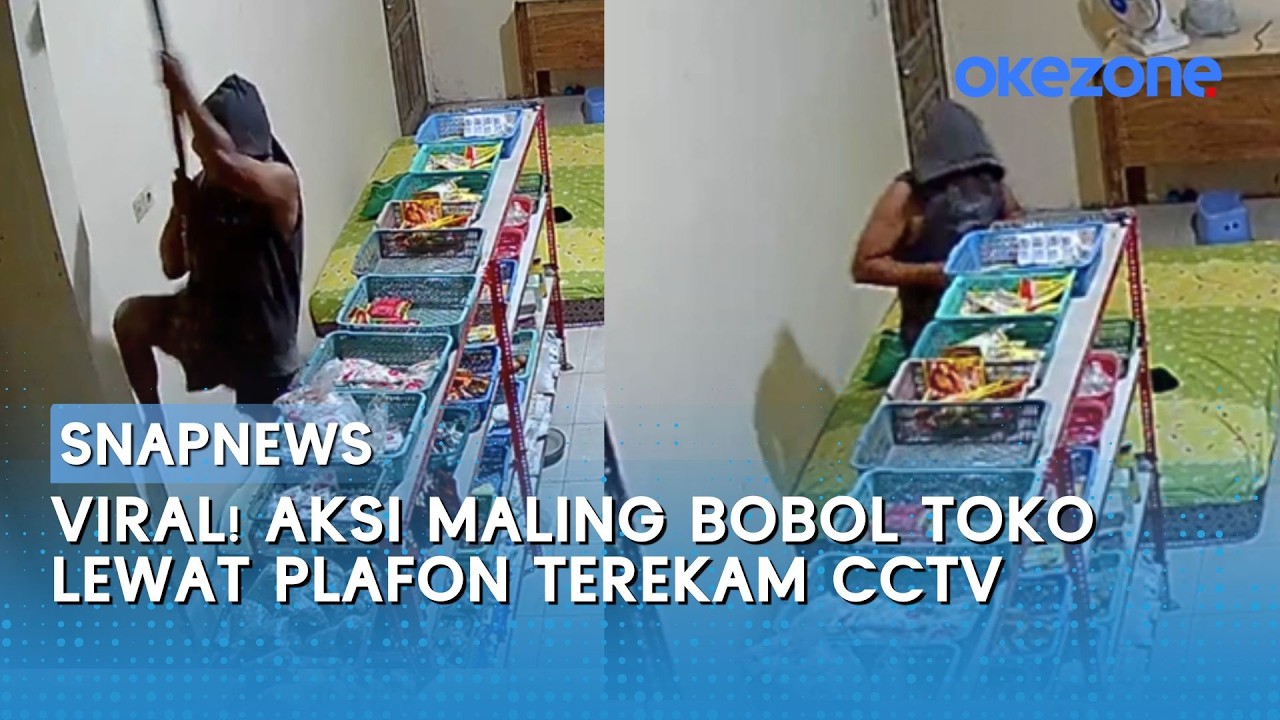 Viral! Aksi Maling Bobol Toko Lewat Plafon Terekam CCTV