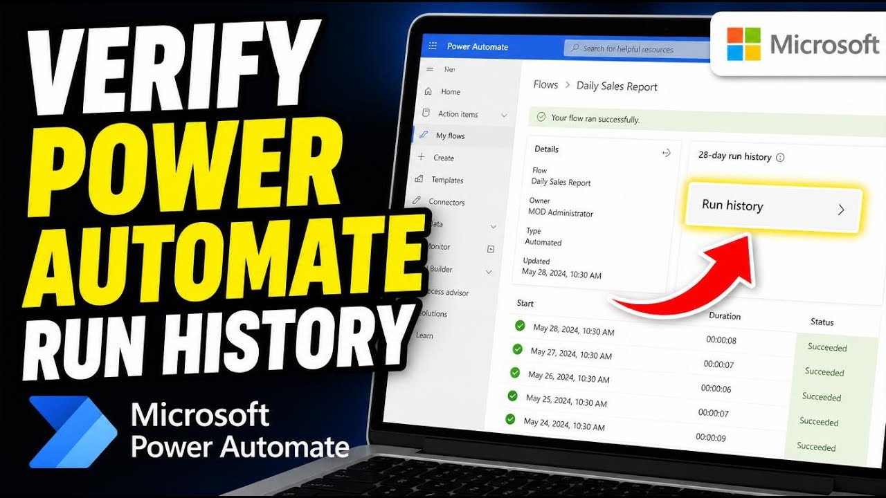 Как проверить работоспособность потоков Microsoft Power Automate с помощью истории запусков &mdash; пол...