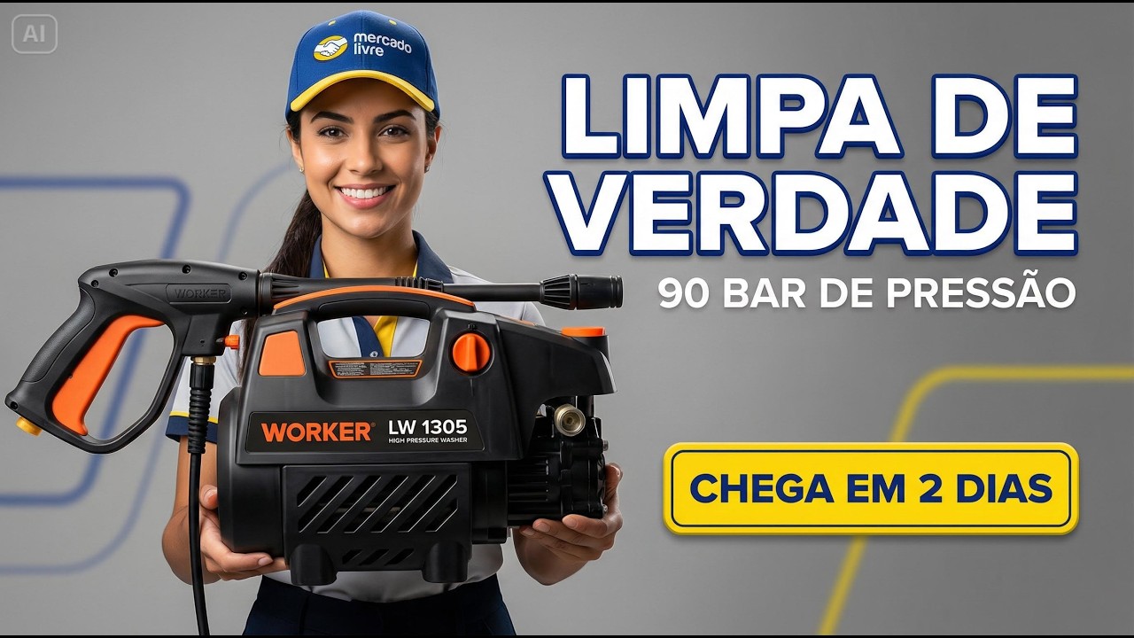 Lavadora de Alta Pressão Worker LW 1305 1305lbs para limpeza doméstica de carro quintal e casa
