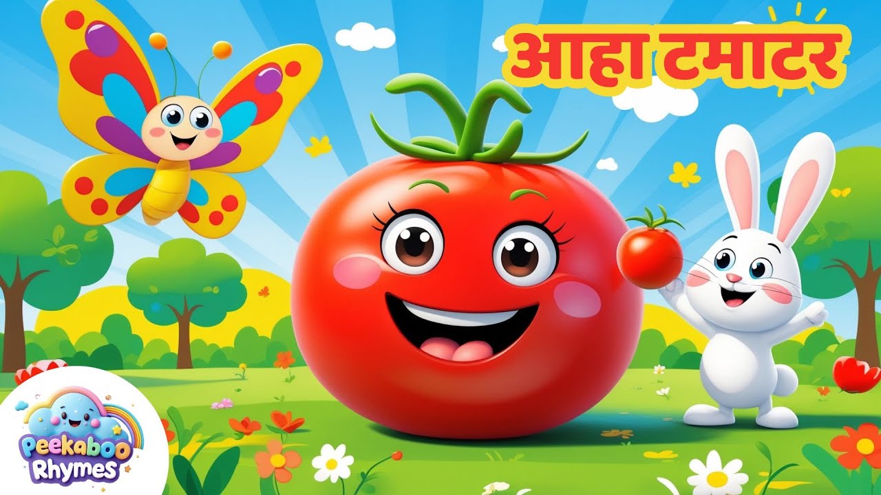 आहा टमाटर बड़ा मज़ेदार | Aaha Tamatar Bada Mazedaar | Hindi Rhymes for Kids | Peekaboo Rhymes