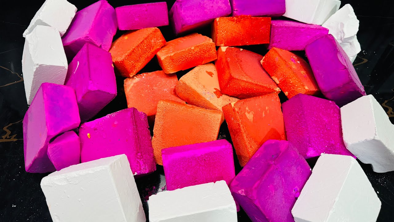 Fresh Pink Dyed Gym Chalk ASMR Crush | Satisfying Orange Dyed Chalk Reform 