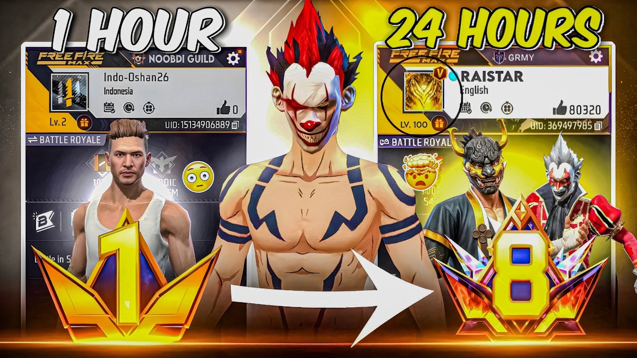 Transforming ₹10 Noob ID Into Level 8 PRIME IDin Just 24 Hour 😱 - Garena Free Fire