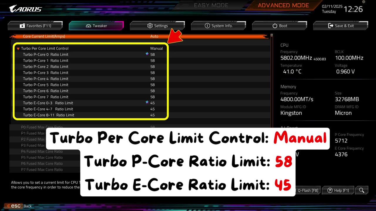 Detailed configuration for Gigabyte Z790M - Undervolt and overclock slightly for i7 14700K