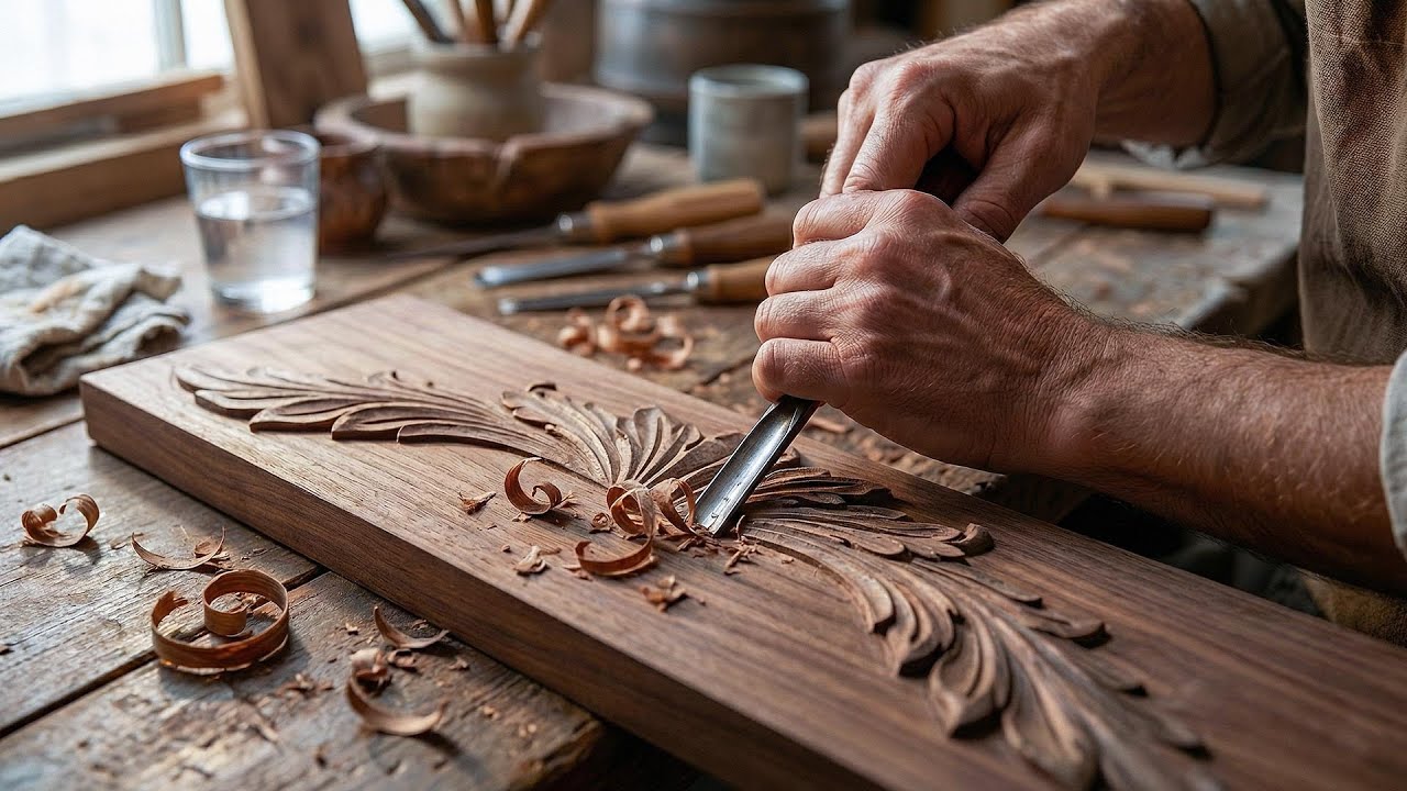 Hand-Carved Floral Relief | Relaxing ASMR Workshop Journey