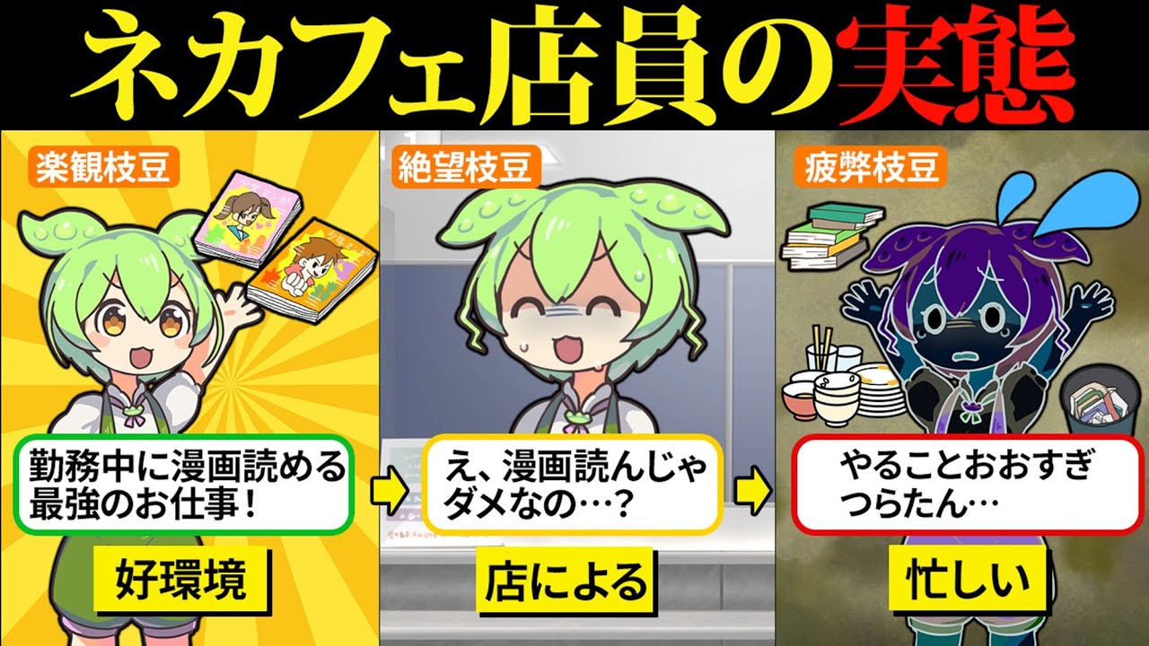 ネカフェ店員になってだらだら仕事しよっ！と思ったけどなんか違う…【ずんだもん＆ゆっくり解説】