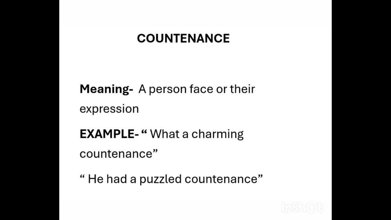 Series of vocab....Video - 1## COUNTENANCE##