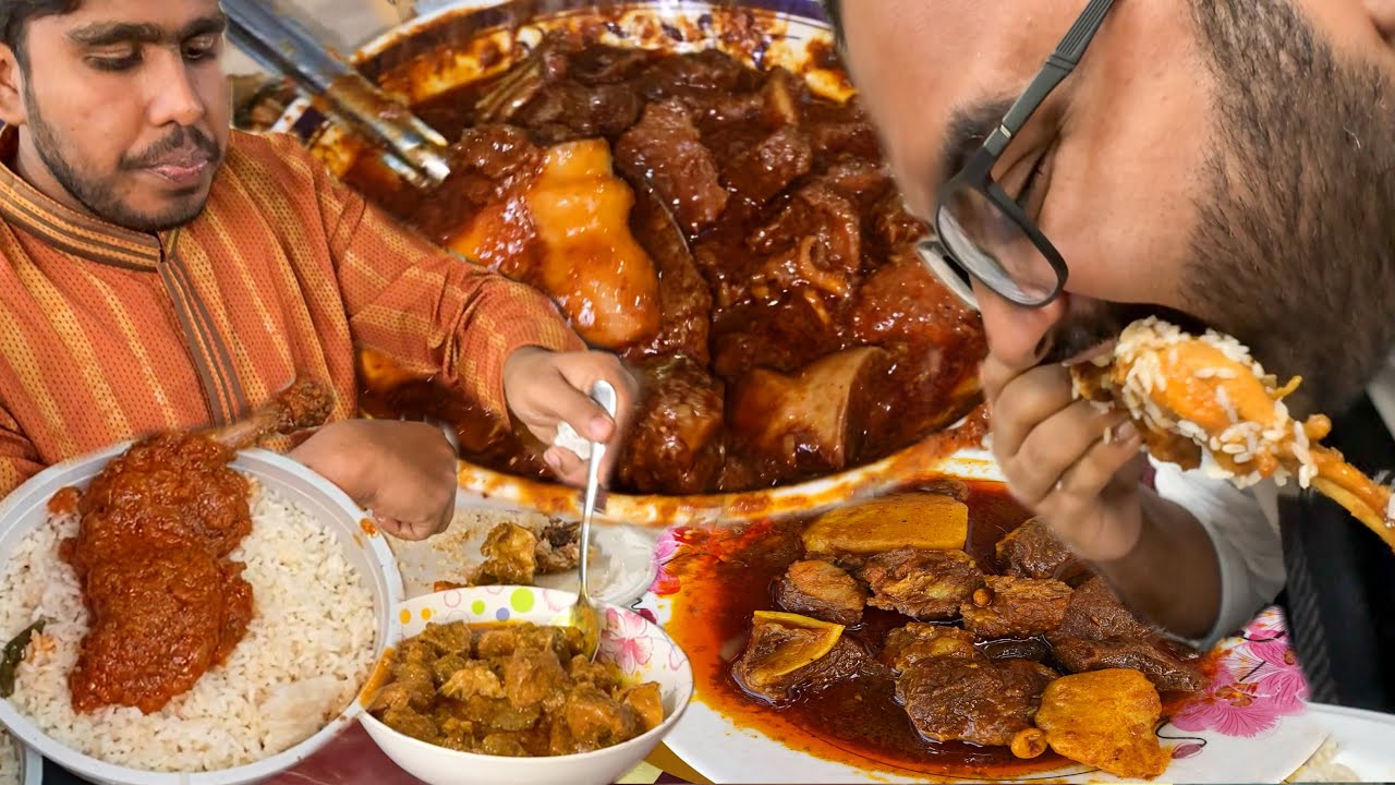 Eating Lunch(Pulao Rice/Meat Curry/Chicken Roast) With Friends at Razia’s Wedding