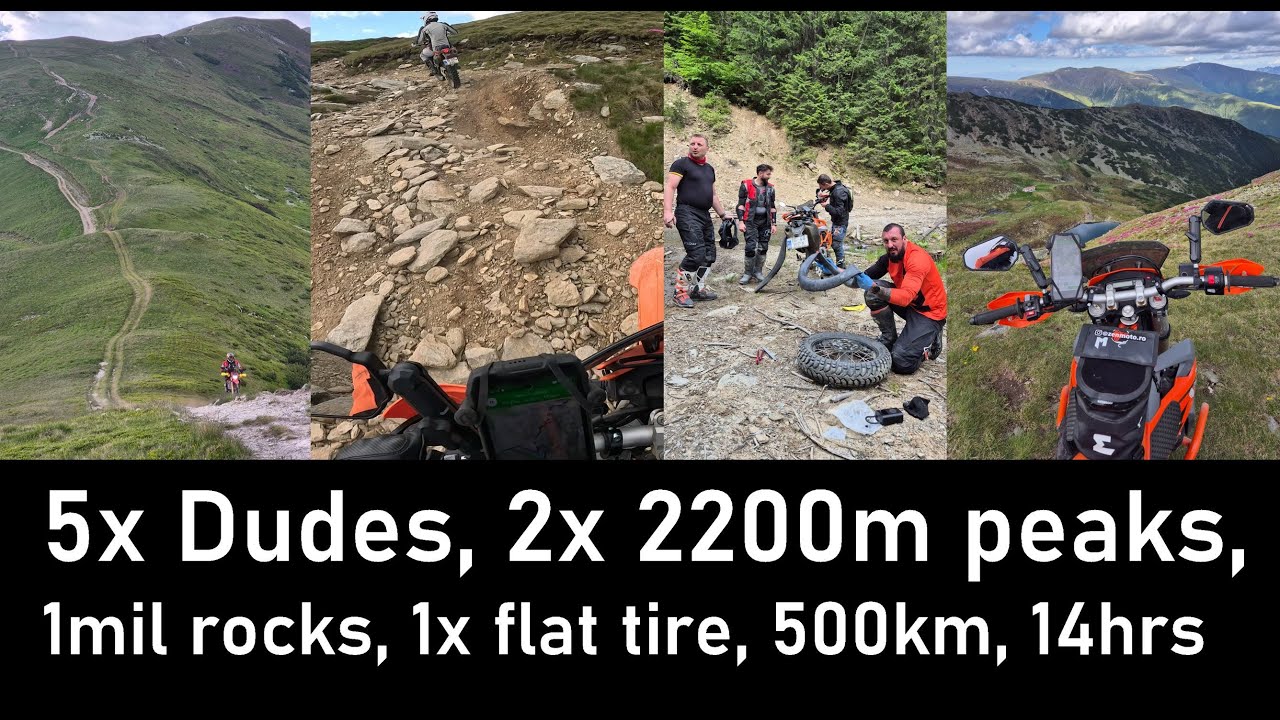 5xDudes, 2x2200m peaks, 1mil rocks, 1xflat tire, 500km, 14hrs