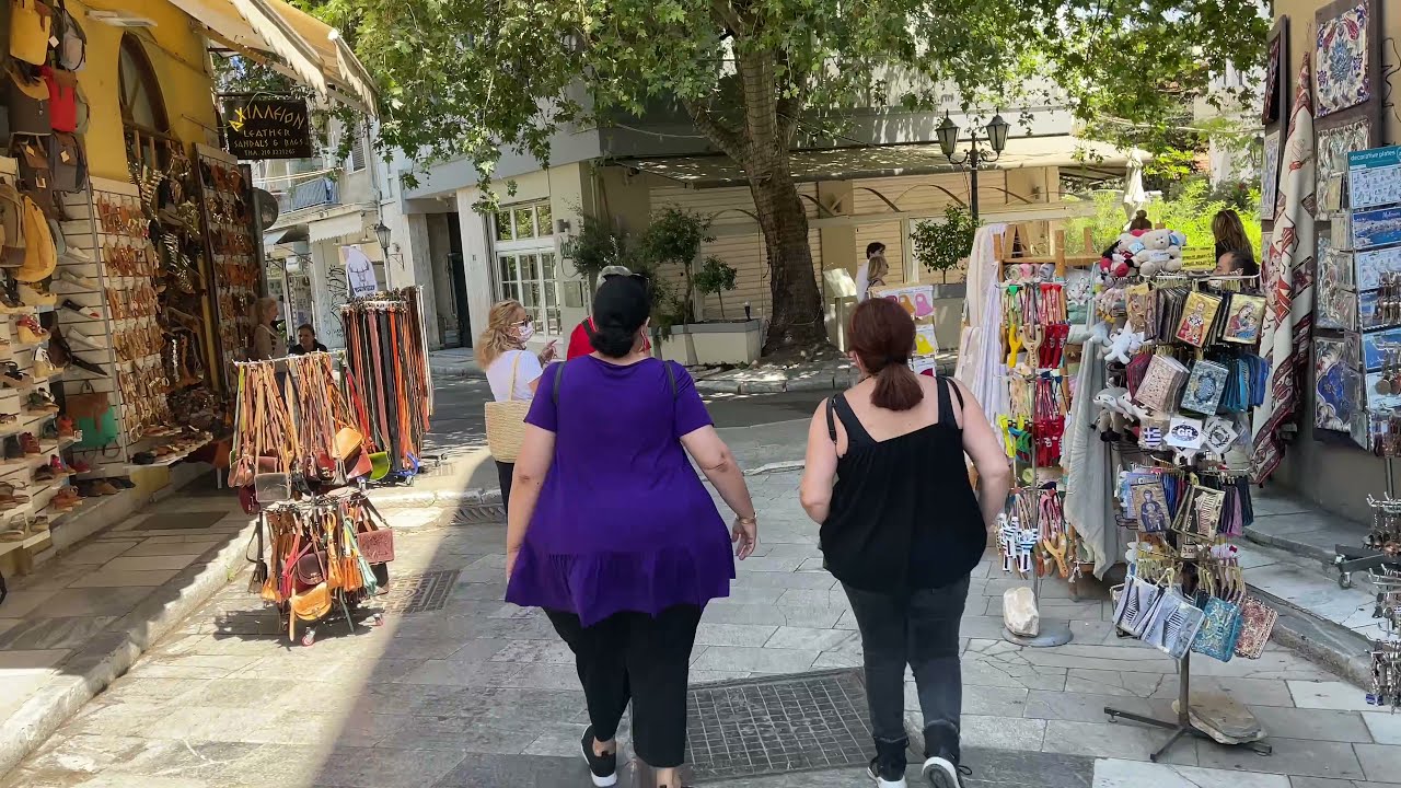 Pl&aacute;ka or &Pi;&lambda;ά&kappa;&alpha; is the old historical neighborhood with SHOPS!!!. - Athens Greece - ECTV