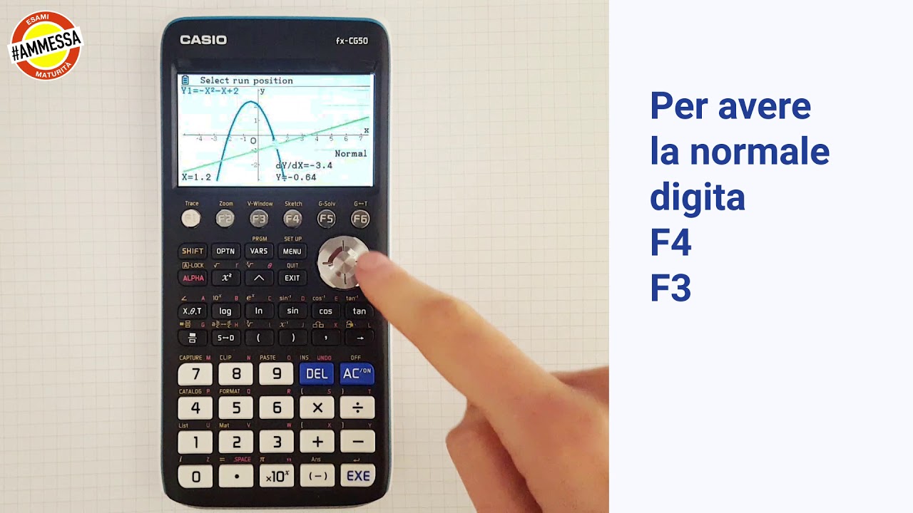 Calcolatrice grafica CASIO FX-CG50 - Normale a una curva