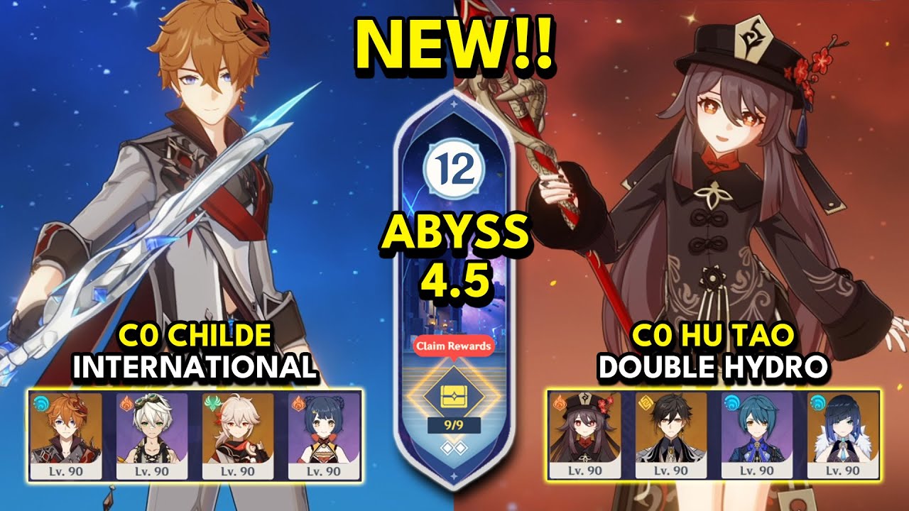 NEW Spiral Abyss 4.5 Floor 12 (9 Stars) C0 CHILDE & C0 HU TAO - Genshin Impact 4.5
